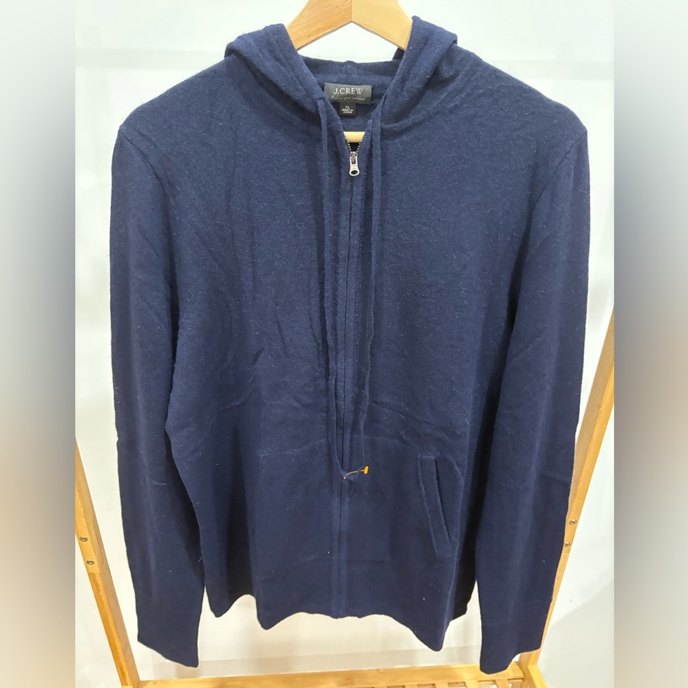 J. Crew Women’s Blue Zip-Up 100% Cashmere Sweater